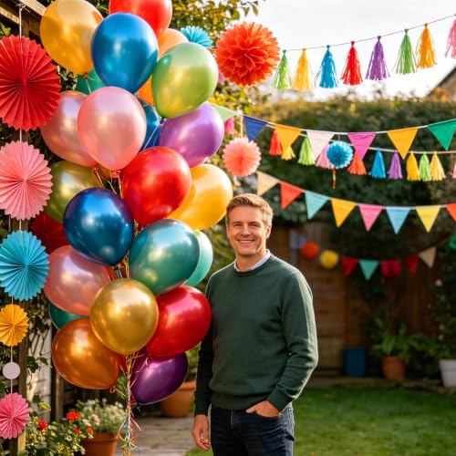 Image of 100pcs Metallic Chrome Latex Balloons 12 inch Colorful Balloon | Assorted Colors, Birthday, Graduate, Wedding, New Years Decorations