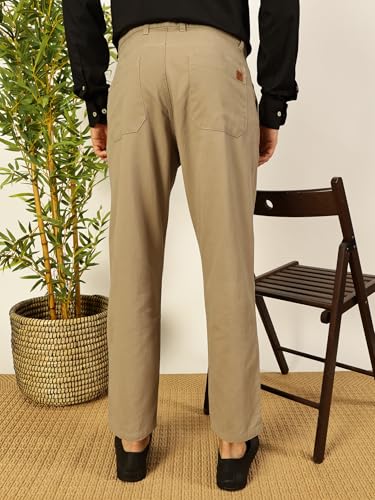 Image of Thomas Scott Men's | Solid | Light Weight | Breathable Fabric | 4 Pocket | Mid Rise | Relaxed Fit | 100% Cotton | Button Waist | Chino Trouser | Pants