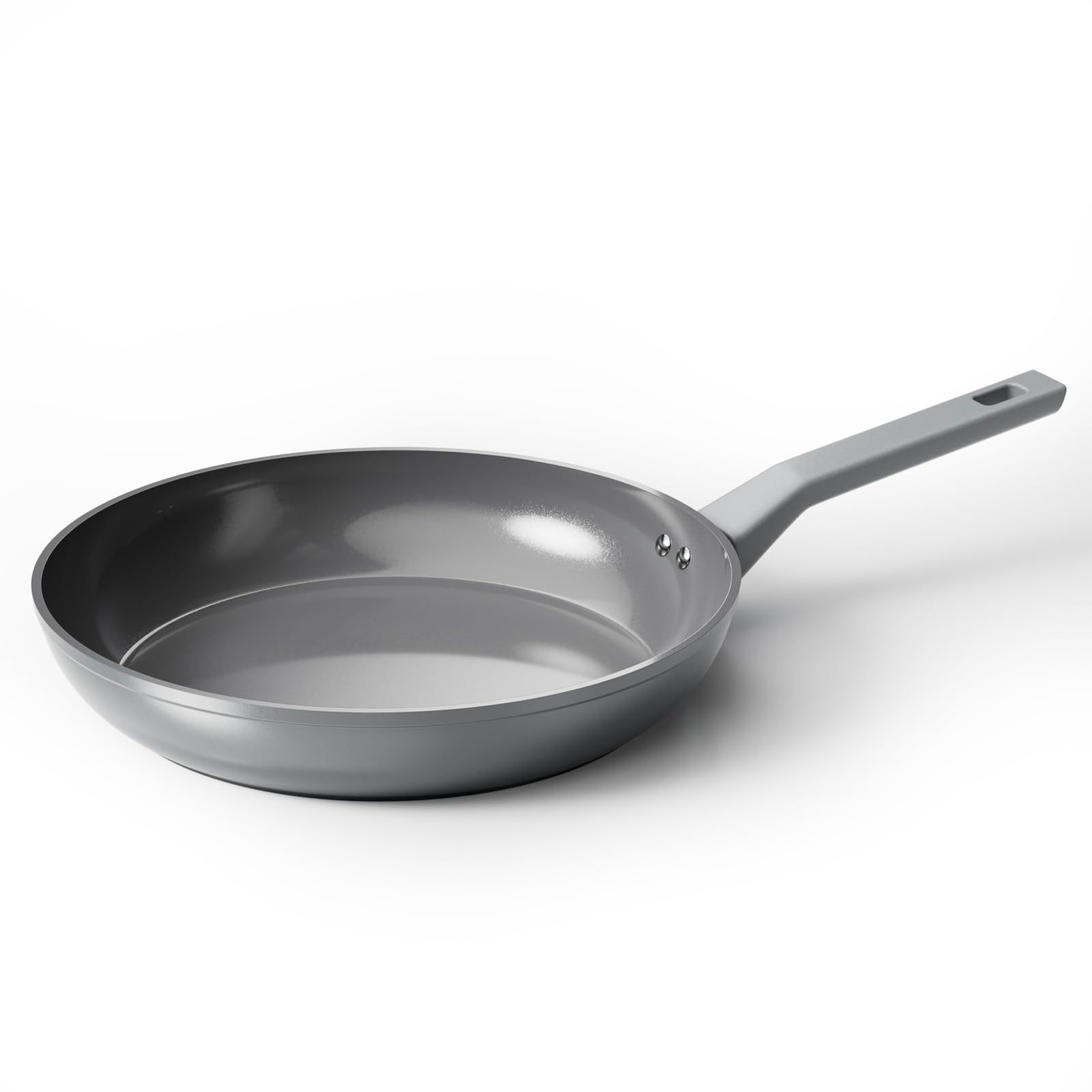 Sanho 12 Inch Nonstick Frying Pan PFAS PFOA Free Ceramic Coating Induction Compatible Cookware Stay-Cool Bakelite Handle Gray