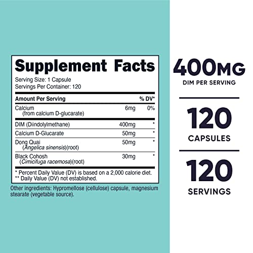 Nutricost Diindolylmethane Dim Supplement For Women 400Mg, 120 Capsules, With Dong Quai, Calcium & Black Cohosh - Vegan, Non-Gmo And Gluten Free #TOP1