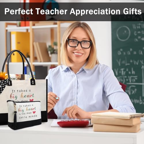 Image of BeeGreen Embroidery Monogram Initial Tote Bag Gift for Women Teacher Mom Friend Personalized Gift for Birthday Beach