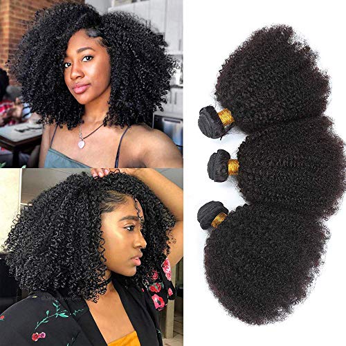 9A Grade Afro Kinky Curly Virgin Hair Bundles 3 Bundles 100% Unprocessed Brazilian Virgin Kinky Curly Human Hair Extension Natural Color (10 10 10inch)