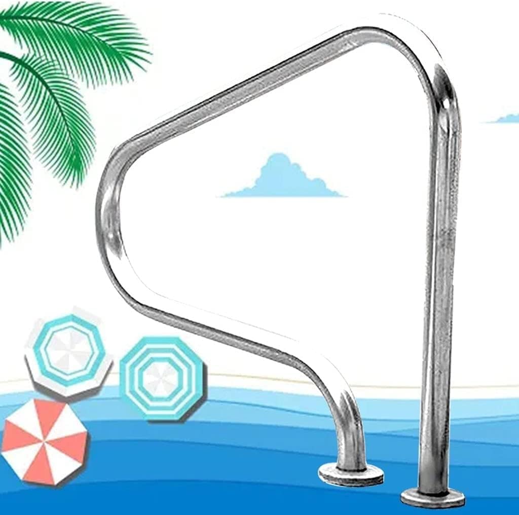 KLZUOPT Swimming Pool Safety Hand Rail Pool Handrail Handle Grab Rails Swimming Pool Rail Pool Railing Swimming Pool Stair Rail 31In Swimming Pool Handrails,Pool Hand Rail Stair Rail W/Base Plate