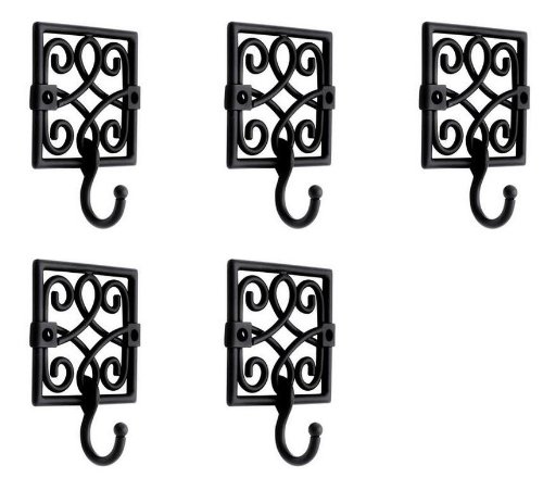 Set of Five Bourbon Street Black Wall Hooks-Betsy Fields Design