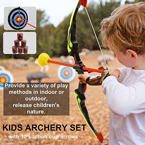 Nwestun Kids Bow And Arrow Set, Bow And Arrow For Kids With Led Flash Lights - Archery Bow With 10 Suction Cups Arrows, 6 Foam Targets, Quiver And Target, Gifts For 4-12 Year Old Boys Girls, Green #TOP3