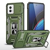 Ylzhe for Moto G Power 5G 2024 Case with Slide Camera Cover 360° Kickstand Ring Holder,Heavy Duty Protective Shockproof Phone Back Military Grade Protective Cover for Moto G Power 5G 2024 Olive Green