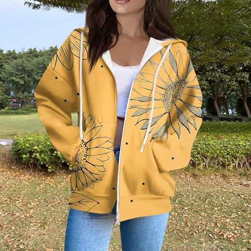 Zip Up Hoodie Women Casual Oversized Sweatshirts - Fall Fashion Fleece Lined Jacket - Thick Warm Coat Winter Clothing