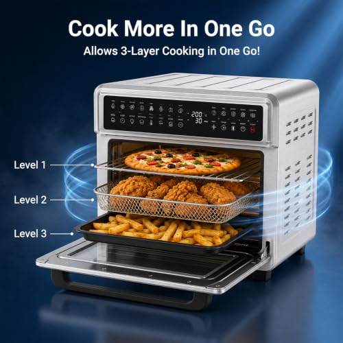 Image of INALSA Air Fryer Oven With 23L Capacity|1700 W-16 Preset Programs |Digital Display and Touch Control| Rotisserie & Convection| 9 Accessories| Recipe Book|2 Year Warranty-Aero Smart23
