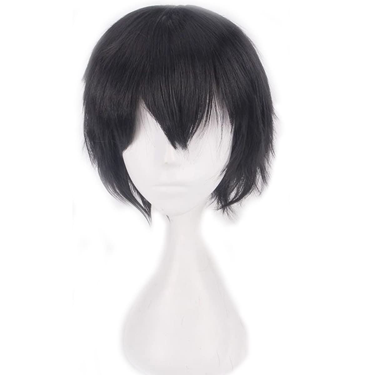 Unisex Anime Short Natural Black Cosplay Wig With Bangs Heat Resistant Hair for Women Mens Party Halloween Costume + Free Cap Unisex Anime Short Natural Black Cosplay Wig With Bangs Heat Resistant Hair for Women Mens Party Halloween Costume + Free Cap