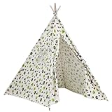 NIDONE Kinderspielzelt 51x47x47'' Tipi-Zelt für Kinder, tragbares Tipi mit Fenster, Spaß und sicheres Indoor-Spielhaus zum Geburtstag, grüne Blume