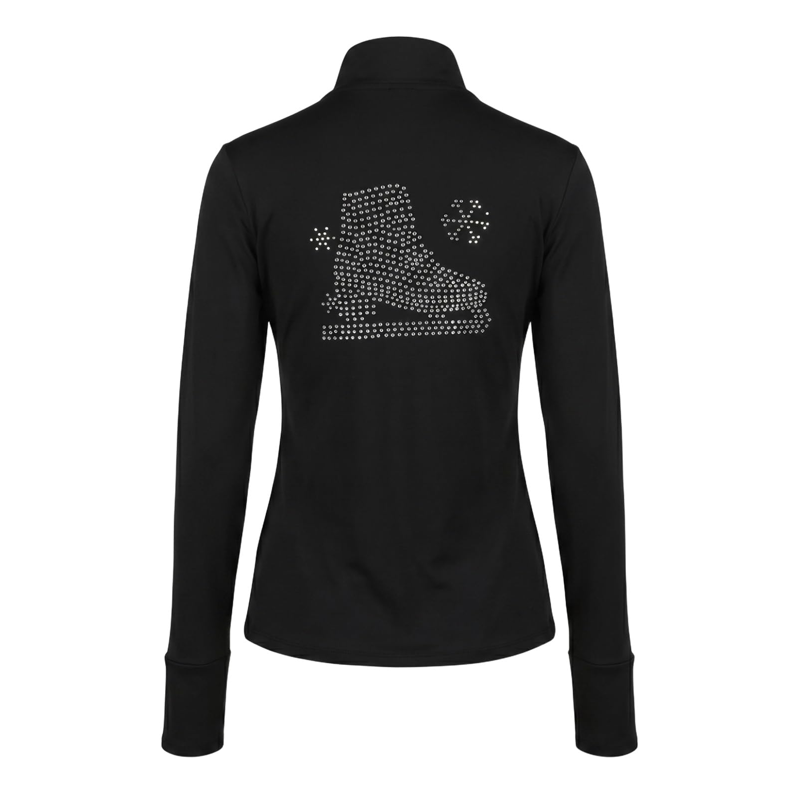 Eiskunstlauf Jacke Damen Teen Reißverschluss Eisbahn | Jacke mit Reißverschluss, Stehkragen, Daumenlöchern und Strassdetail hinten for Eisbahn, Aufwärmen und Training.