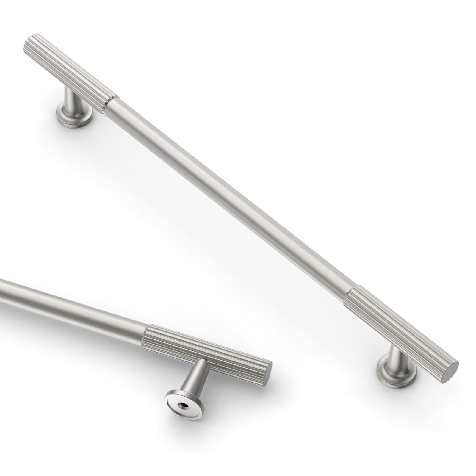 Amerdeco 10 Pack Brushed Satin Nickel Cabinet Pulls 7.5 Inch(192mm) Hole Centers Kitchen Cabinet Handles Solid Zinc Alloy Cabinet Hardware Drawer Pulls AM020 — image 1