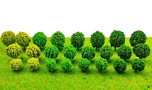 24Pcs Mini Model Trees Mixed Bush Trees Vegetation Groups Shrubs for Model Train Scenery Architecture Trees Model Scenery Trees Fake Trees with No Stands