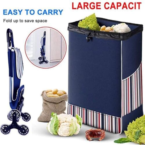 BOGAZY Einkaufstrolley Einkaufswagen Einkaufstrolley Auf Rädern, Faltbar, Kompakt, Mit Abnehmbarer Tasche, wasserdichte Einkaufstüte, Push-Pull-Wagen Einkaufstrolley Klappbar(Grün) – Bild 5