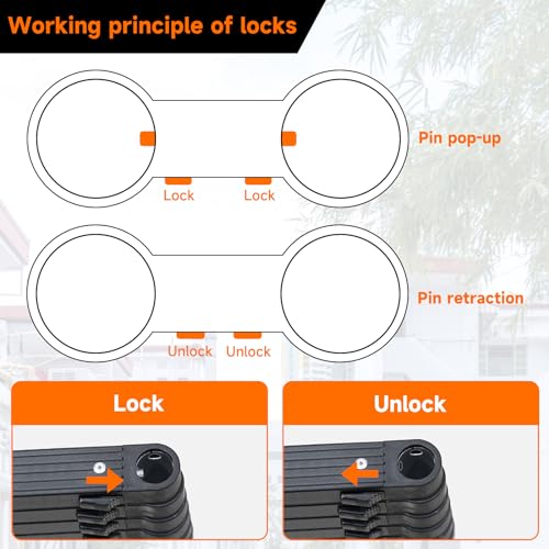 Dajianglx 15.5FT Telescoping Ladder, Aluminum Extension Ladder with Hooks & 2 Triangle Stabilizers, 330lbs Capacity, Non-Slip Feet Collapsible Ladder for Home, Outdoor Work, Black - Image 3