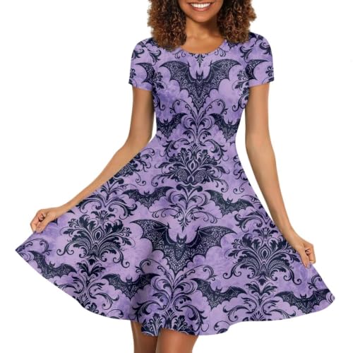 Image of POLERO Sunflower Dress for Women Floral Summer Dresses Short Sleeve Casual Sundresses Midi Dresses