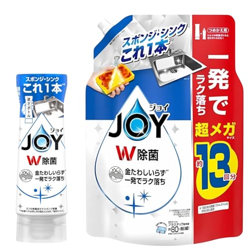 JOY ジョイ W除菌 食器用洗剤 さわやか微香 逆さボトル 290mL + 詰め替え 1680mL