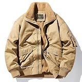 Men's Sherpa Jackets Winter Warm Super Thick Fleece Lined Turndown Collar Trucker Jackets Cargo Park