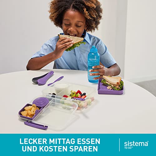 Sistema Bento Box TO GO Brotdose mit Fächern | 1,25 L Lunchbox mit Joghurt-/Fruchtbehälter | Lunchbox Kinder & Erwachsene | Blaugrün 5