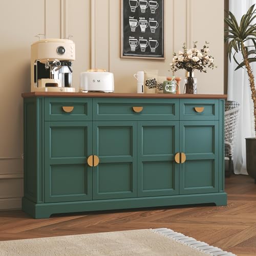 HLR 60” Large Buffet Sideboard Cabinet with 4 Doors and