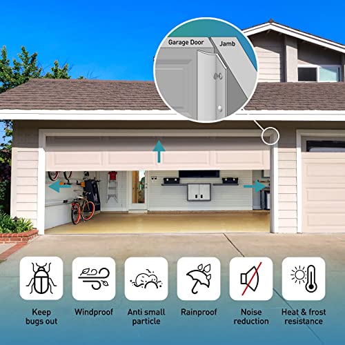 Fcsotsps 34.4Ft Garage Door Seal Top And Sides-Weatherproofing Rubber Garage Door Side Seal,Universal Soft And Hard Composite Weather Stripping Garage Door Trim Seal Replacement (White) #TOP7