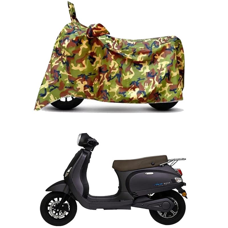 Image of Waterproof 100% PVC Coated Full Bike Scooty Two Wheeler Body Cover Compatible for Benling Aura STD /UV-Rays /Heat Protection /Birds Dropping /Scratchproof /Dust Proof [6X6 Jungle Print]