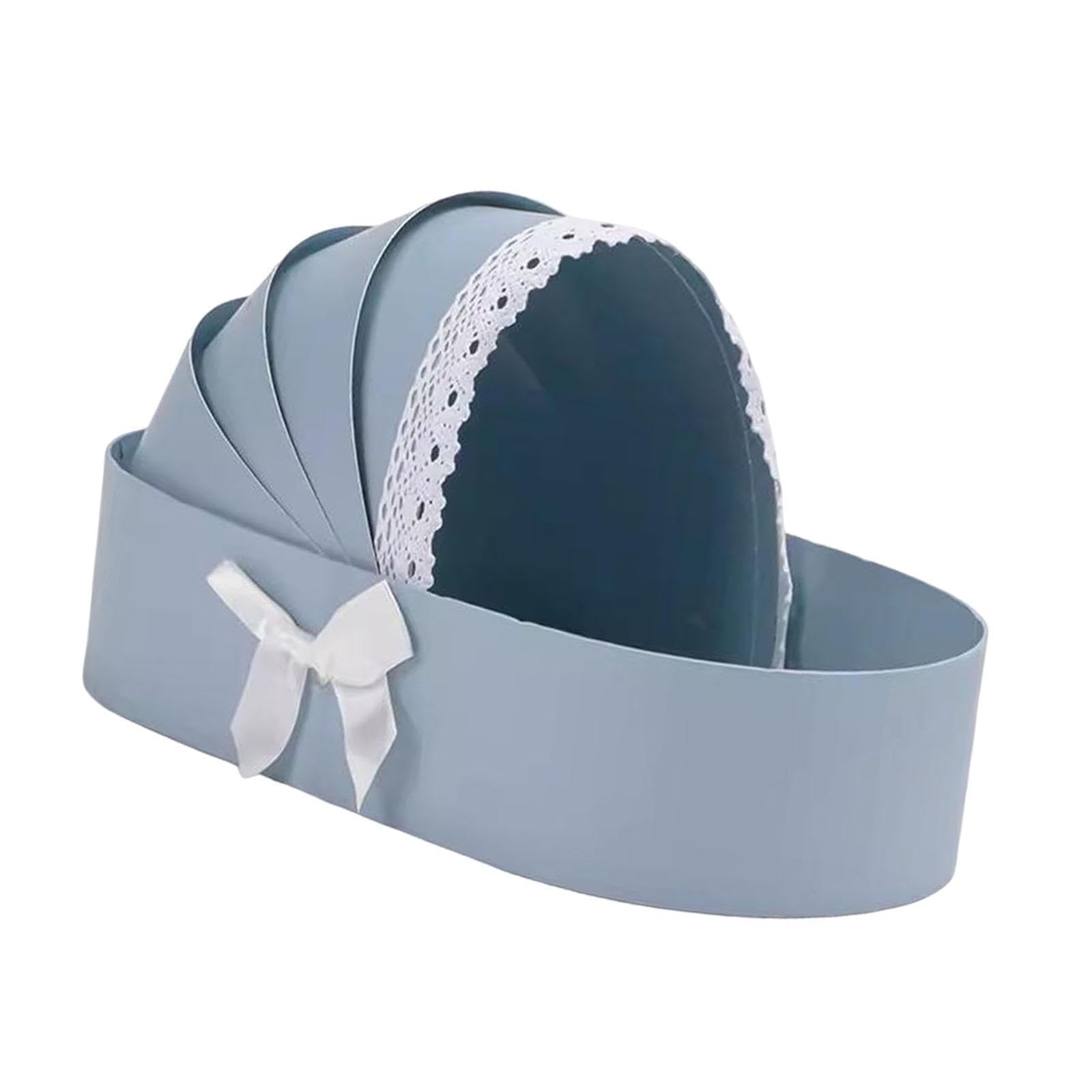 Harilla Cradle Flower Box Baby Flower Basket Baby Shower Box Wedding Celebration Contatiner Flower Arrangement Presents Wrapping Bag Mother's Day Gift Box for Mom Her, Blue