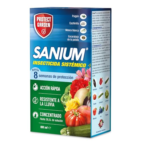 Protect Garden Sanium Insecticida sistémico en formato concentrado. Protege hasta 8 semanas, actúa en 1 hora. 100 ml