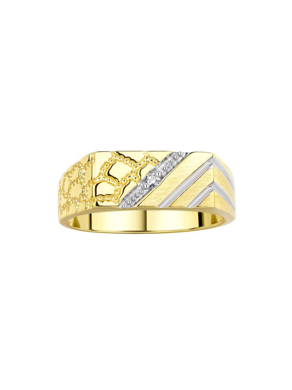 Rylos - Anello da uomo classico con diamante 1/2 in argento placcato oro giallo 925 bicolore