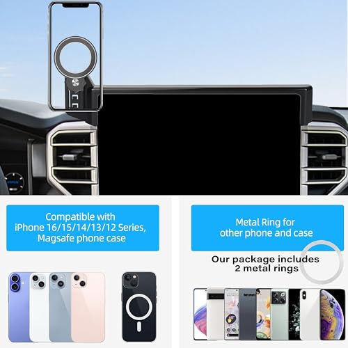 Image of Car Phone Holder for 2022-2026 Toyota Tundra /2023-2026 Sequoia Accessories | 14-inch Screen Clip-On MagSafe Strong Magnetic Cell Phone Mount, 360 Rotatable Hands-Free Holder,Not Block Air Vents