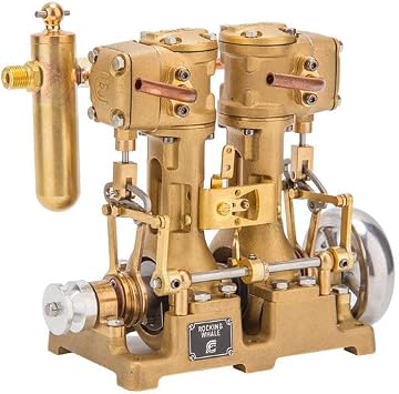 RW-L2 Steam Engine Kit for Adult, 6CC Retro Precision Mini Reciprocating Inline Twin-Cylinder Steam Engine That Runs, Precision Model for 70130cm Boats