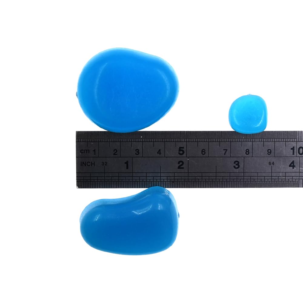 QTTLLI 20 ciottoli grandi da 4,5 cm, che si illuminano al buio, pietre decorative per giardino, sentiero, passerella, cortile, acquario, blu