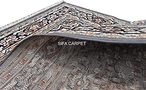 Image of Sifa Carpet Floral Design Acrylic Carpet for Living Room- 6x8 Feet (180x230CM Grey Color)