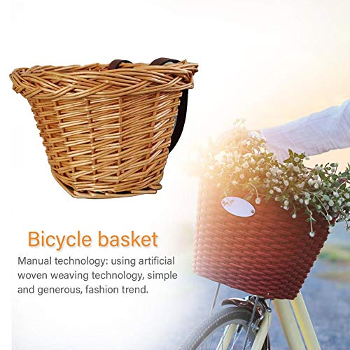 aheadad Cesto Mimbre para Bicicletas Retro Vintage Cestas Bicicleta Delantera Bolsas de Almacenaje para Manillares de Bicicleta Accesorios de Ciclismo Impart