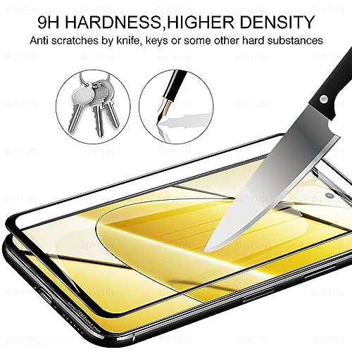Image of Casodon Designed for Realme 11X 5G Tempered Glass Screen Protector Guard (Black) Full Screen Coverage with Easy Installation Kit