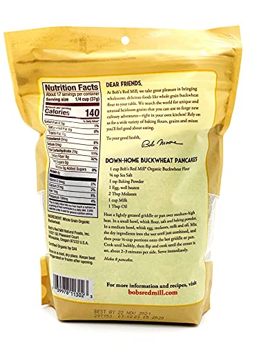 Bob's Red Mill Organic Buckwheat Flour, 22 Ounce, Pack of 2 - image 2