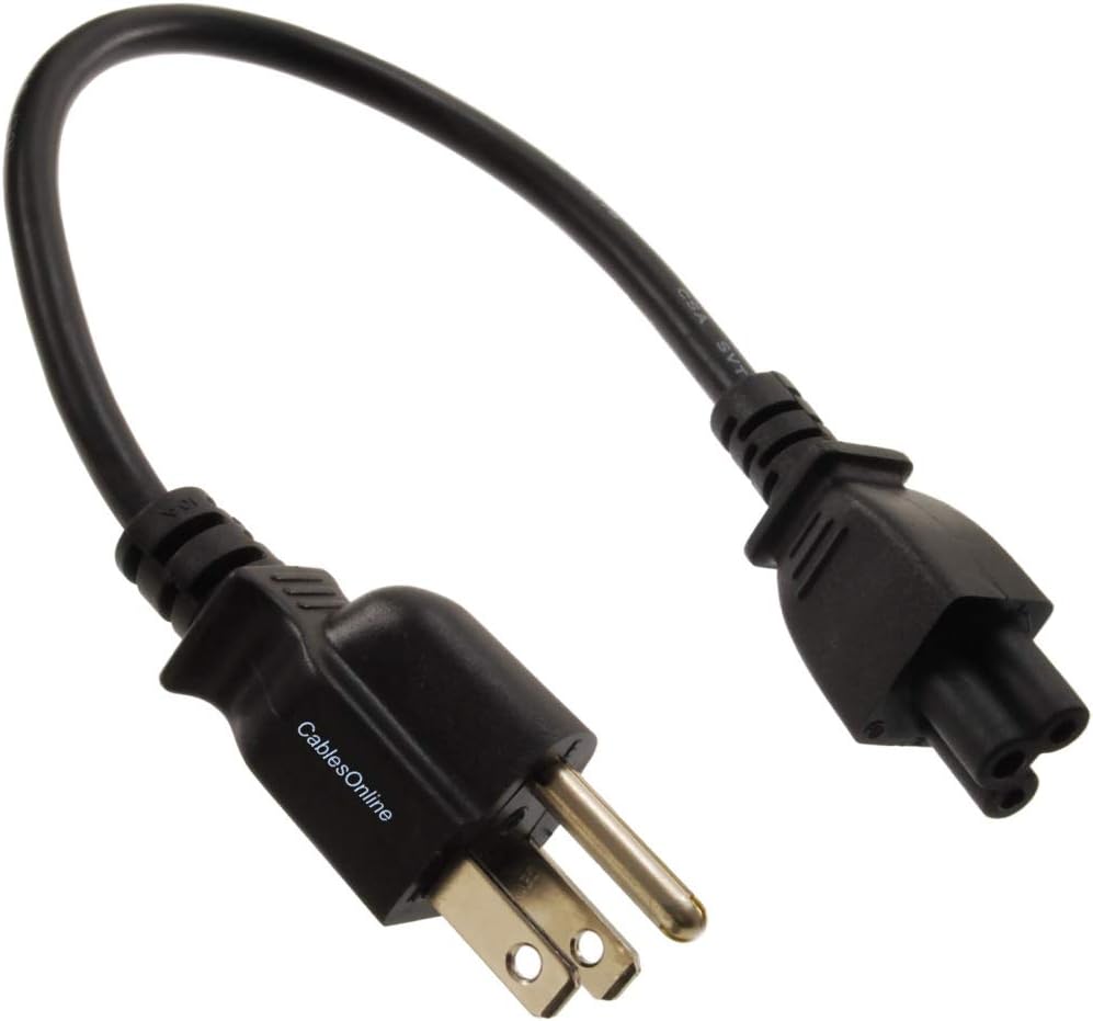 CablesOnline, 5-Pack 1ft 3-Prong Laptop/Notebook Short AC Power Cable, NEMA 5-15P to IEC-60320-C5 Plugs, PC-10801-5