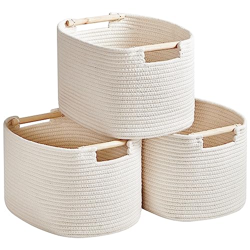 Image of R RUNKA 3 Pack Storage Basket for Cabinet and Toy Organization - 13"x9.8"x8.7" Baskets for Storage - Baby Toy Bin - Toy Storage Organizer - Ideal for Empty Gift Baskets to Fill-White