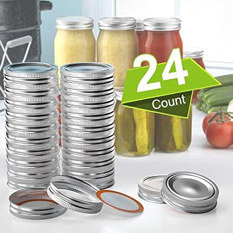 Lids and Rings 48Pcs Regular Mouth Mason Jar Lids Canning Lids for Ball, Kerr Jars- Split-Type with Leak proof & Airtight Seal Metal Mason Jar Lids & bands for Canning- Food Grade Material Silver/70MM Cover