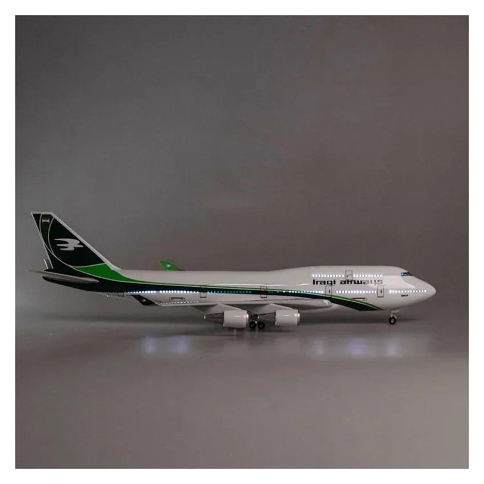 Odlewane zabawki samolotowe w skali 1/150 dla 747 IRAQI Airways Model odlewu samolotu Żywiczny samolot samolot ze światłem i kołami Kolekcja Wyświetlacz do zbierania i wyświetlania (ze światłem)