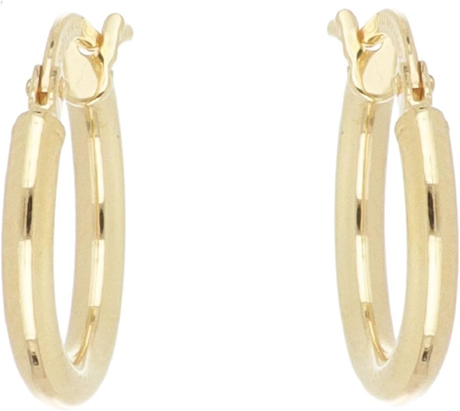 Polished Round Earrings in 18kt Yellow Gold and 925 Sterling Silver 2begold (Yellow Gold, 10mm)