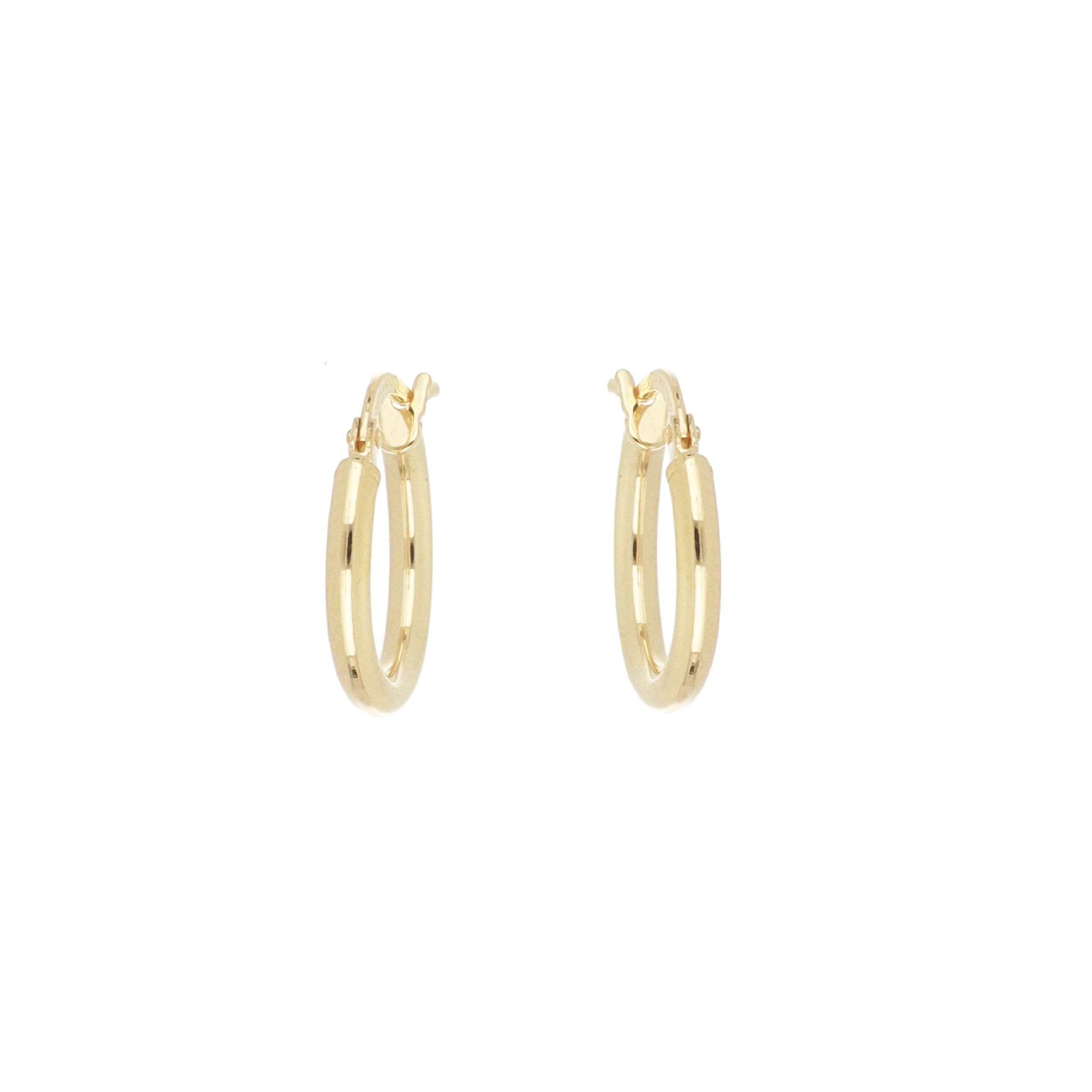 Pendientes de aro brillantes de oro de 18 quilates y plata de ley 925