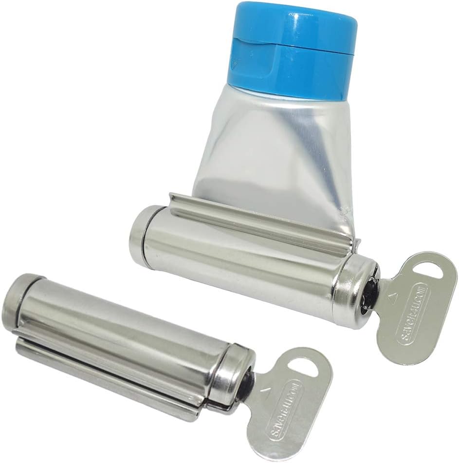 Toothpaste Tube Squeezer, Patented Chromed Stainless Steel (2 Pack) - Roller Tube Squeezing Dispenser Tool (CE230) - Upgraded Version - Achieve Greater Savings on Your Tubed Products, Made in Taiwan