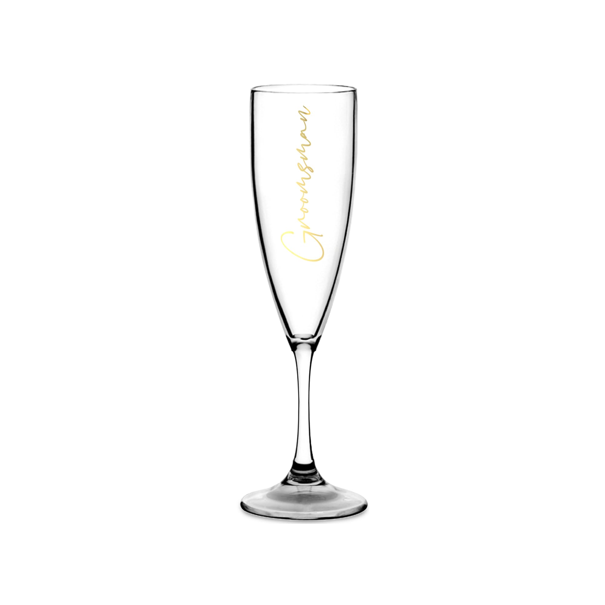 Print Maniacs Champagne Premium Clear Flute Glass Bride Groom Mr Mrs Wedding Maid Honour Wine Cocktail Prosecco Celebrations Gift (Gold, Groomsmen)