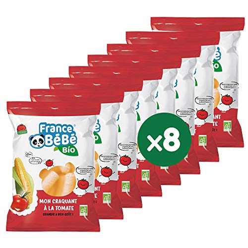 FRANCE BéBé BIO - Stick de maïs soufflé à la tomate BIO - Vegan - Lot 8 sachets de 20g
