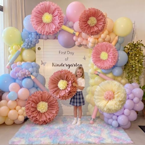 Image of Chunful 5 Pcs 30'' 24'' Colorful Giant Paper Flower Handcrafted Boho Large Tissue Paper Flower for Wall Crepe Floral Large Hanging Tissue Pom Poms for Wedding Bridal Baby Shower Party Nursery Birthday