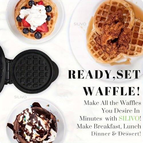 Image of SILIVO 3 In 1 Mini Waffle Maker Machine [4 Inch, 350 Watts] - Electric Waffle Iron, Home Kitchen Appliances Easy To Clean, Perfect For Breakfast, Dessert, Sandwich, Pan Cakes, Other Snacks