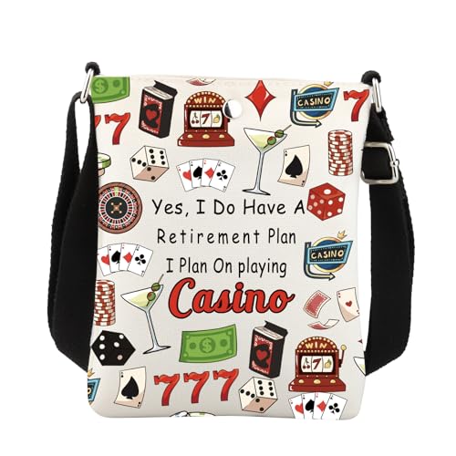 Sac à bandoulière de casino blanc imprimé humour pour passionné