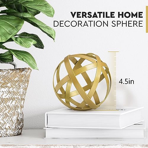 Everydecor Metal Decorative Sphere for Home Decor - Decorative Balls for Shelves, Centerpiece Bowls, Bookshelf - Decoration Orbs Accents for Living Room, Bedroom - Distressed Gold Shelf Spheres by Everydecor - Image 3