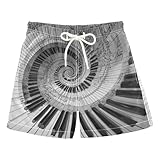Selerdon Quick Dry Swim Trunks Piano Keys Black White for Boy Kids Summer Fashion Beach Shorts with Adjustable Waist and Side Pocket for Daily Wear Outdoor Play XS